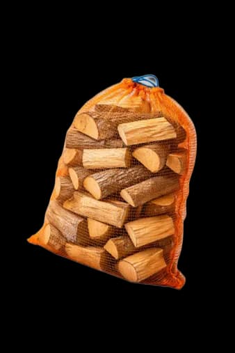 Sacos de malla para leña y astillas de leña